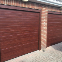 Double wood effect roller garage doors